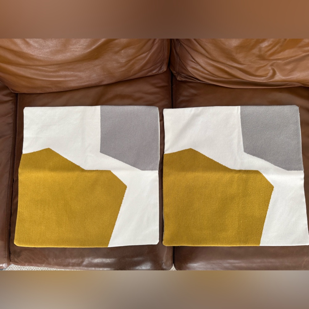 West Elm Mustard and Gray Geometric Pillow Covers